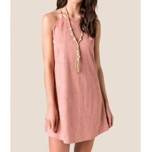 Francesca’s | Faux Suede Scalloped Dress Rose L